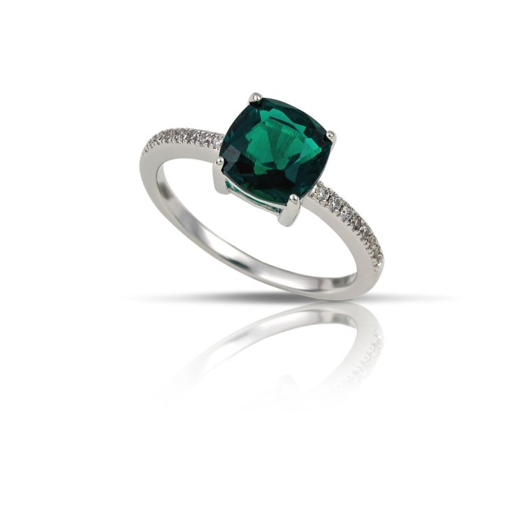 DAZZ Μονόπετρο Δαχτυλίδι σε Ασήμι 925 με Σμαράγδι