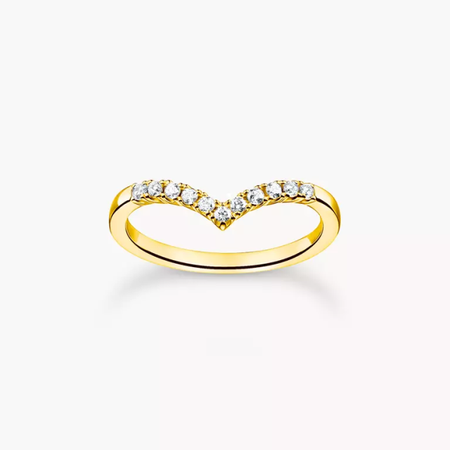 THOMAS SABO Ring V-Shape with White Stones Gold