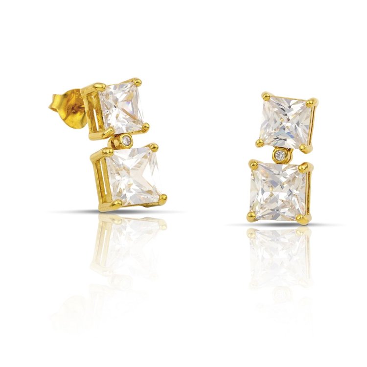 DAZZ Σκουλαρίκια Κρεμαστά σε Ασήμι 925 με Ζιργκόν