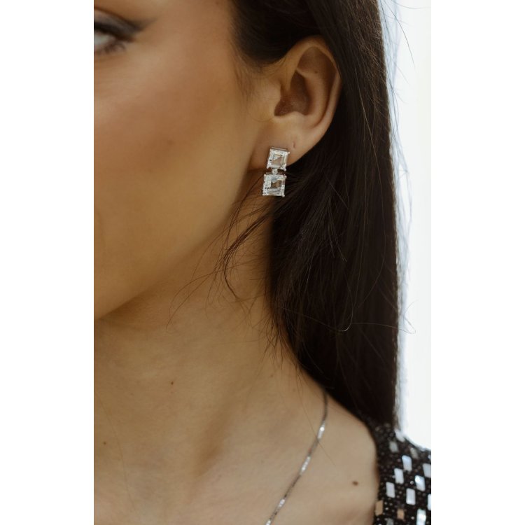 DAZZ Σκουλαρίκια Κρεμαστά σε Ασήμι 925 με Ζιργκόν