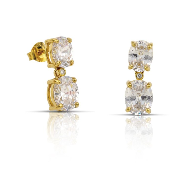 DAZZ Σκουλαρίκια Κρεμαστά σε Ασήμι 925 με Ζιργκόν