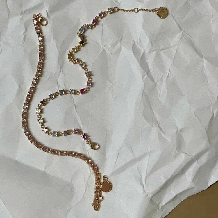 24KAE Bracelet with Pink Stones