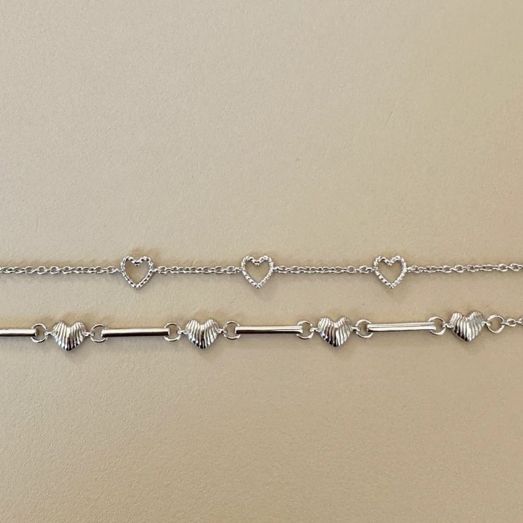 24KAE Bracelet with Rope Structured Hearts