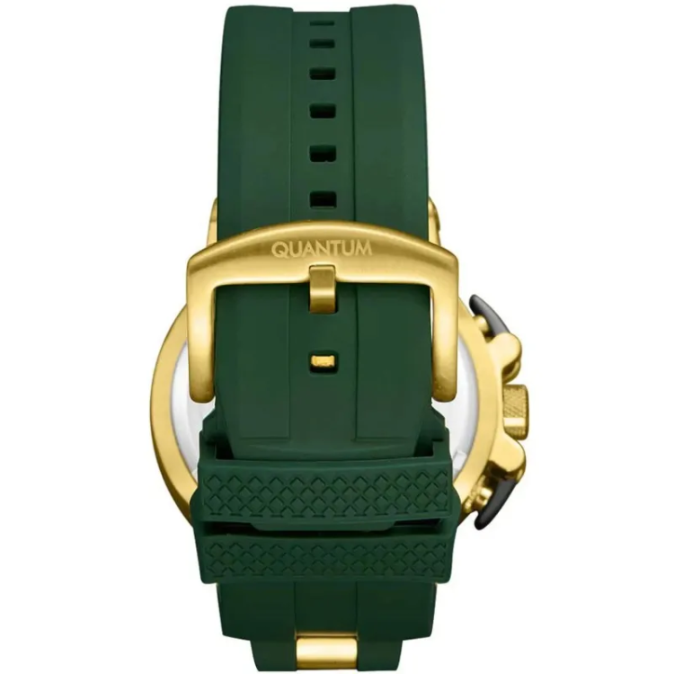 QUANTUM HUNTER with Gold Stainless Steel Bracelet & Green Rubber Strap