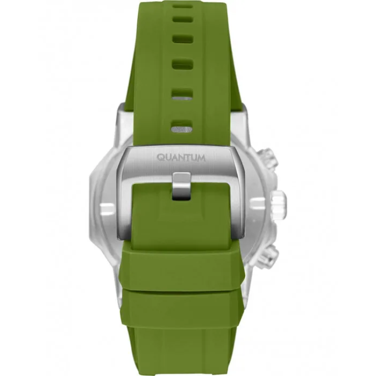 QUANTUM HUNTER Chronograph Green Rubber Strap