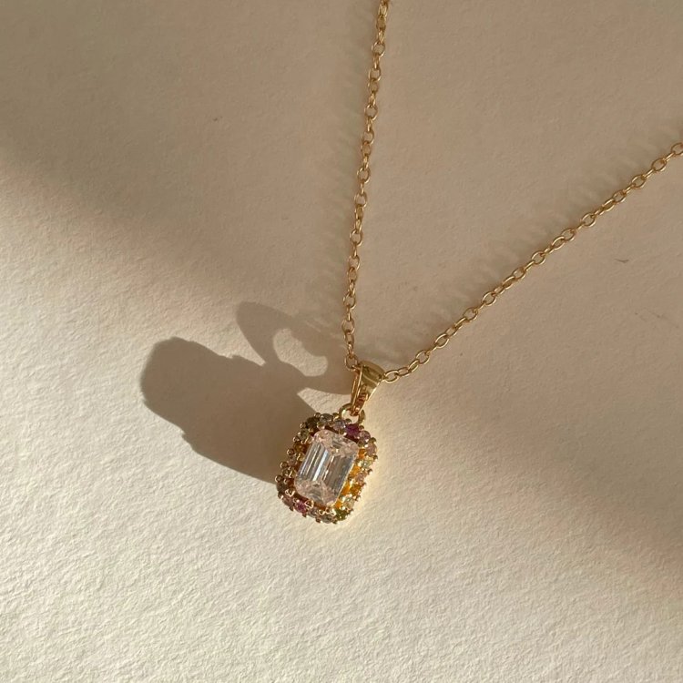 24KAE Necklace with Colored Stones