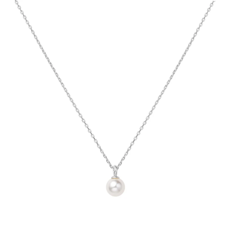 ANIA HAIE Silver Shell Pearl Drop Pendant Necklace