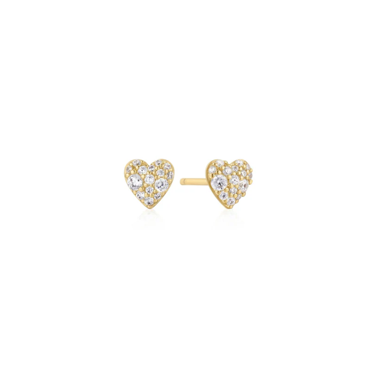 ANIA HAIE Gold Pave Heart Stud Earrings