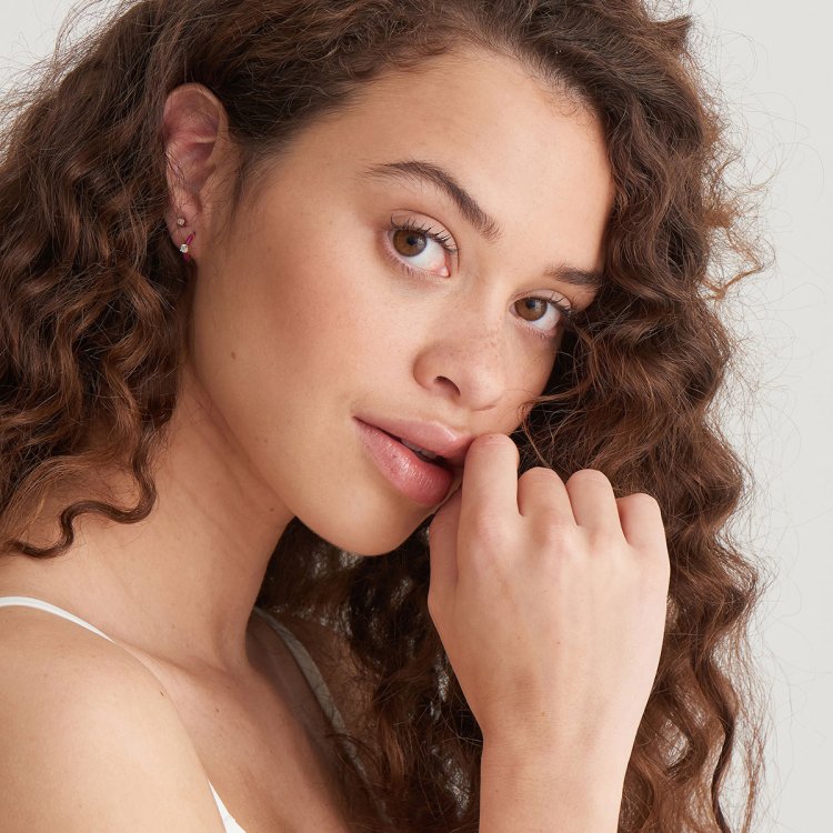 ANIA HAIE Berry Enamel Gold Huggie Hoop Earrings