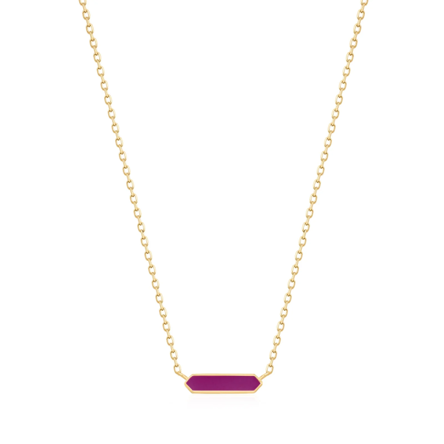 ANIA HAIE Berry Enamel Bar Gold Necklace