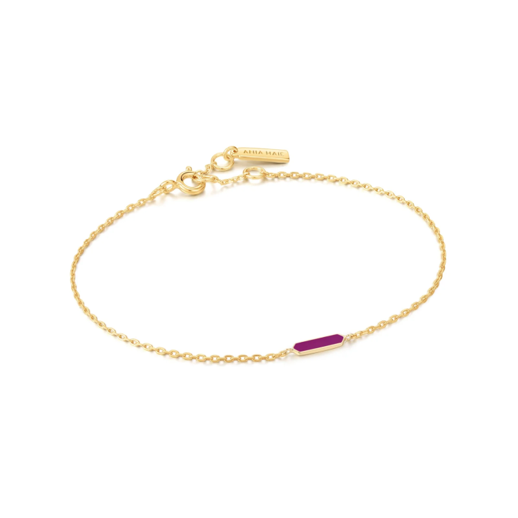 ANIA HAIE Berry Enamel Bar Gold Bracelet