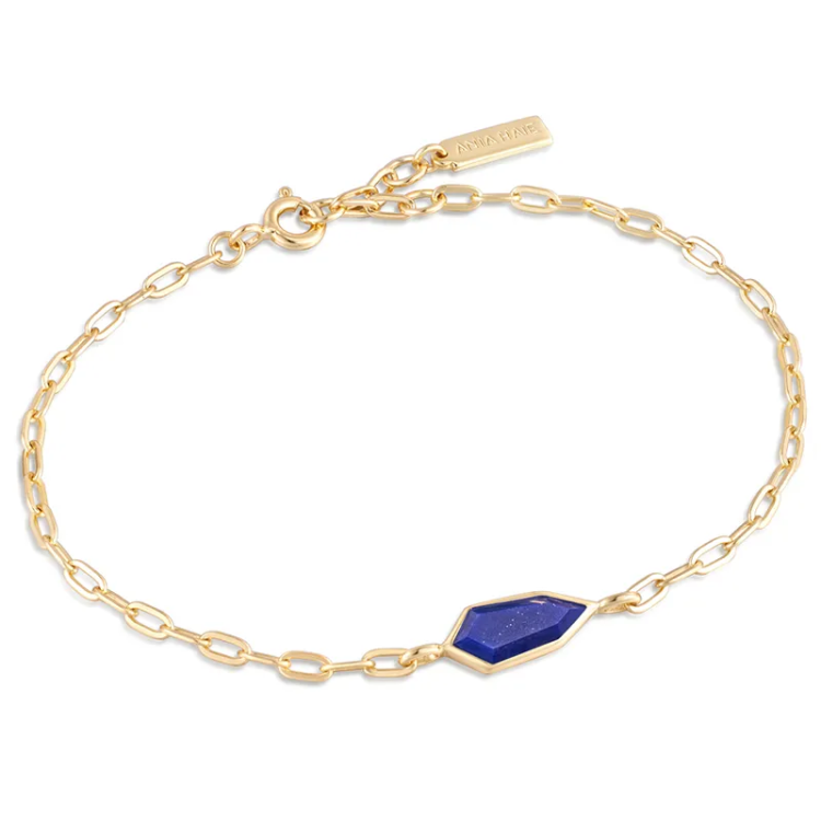 ANIA HAIE Gold Lapis Emblem Chain Bracelet