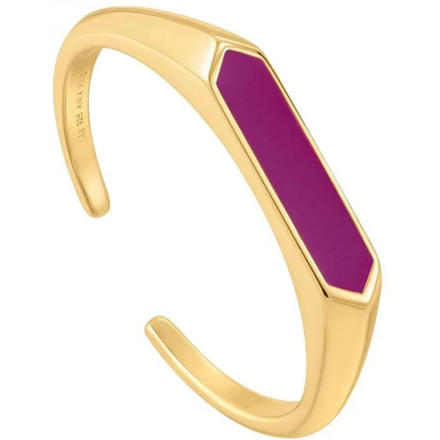 ANIA HAIE Bar Berry Enamel Starling Silver Rhodium Plated Adjustable Ring