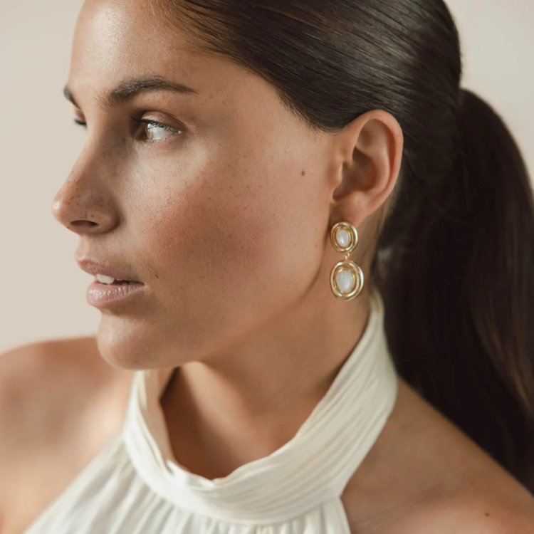 24KAE Statement Earring with Mother of Pearl 