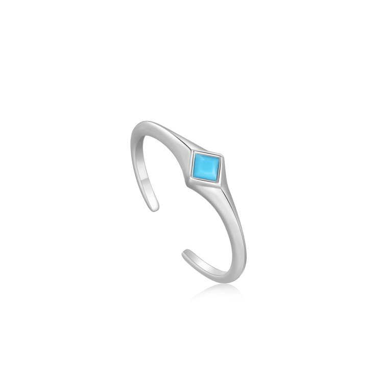 ANIA HAIE Turquoise Mini Signet Silver Adjustable Ring
