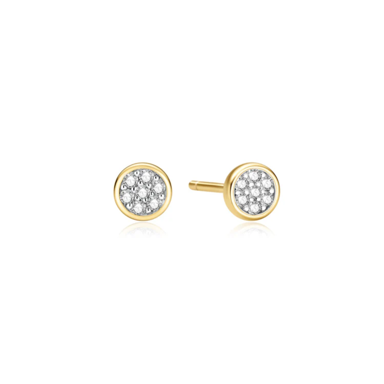 ANIA HAIE Gold Small Pave Disc Stud Earrings