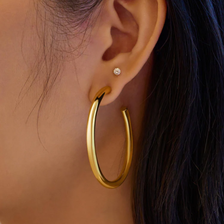 ANIA HAIE Gold Classic Tube Large Hoop Earrings