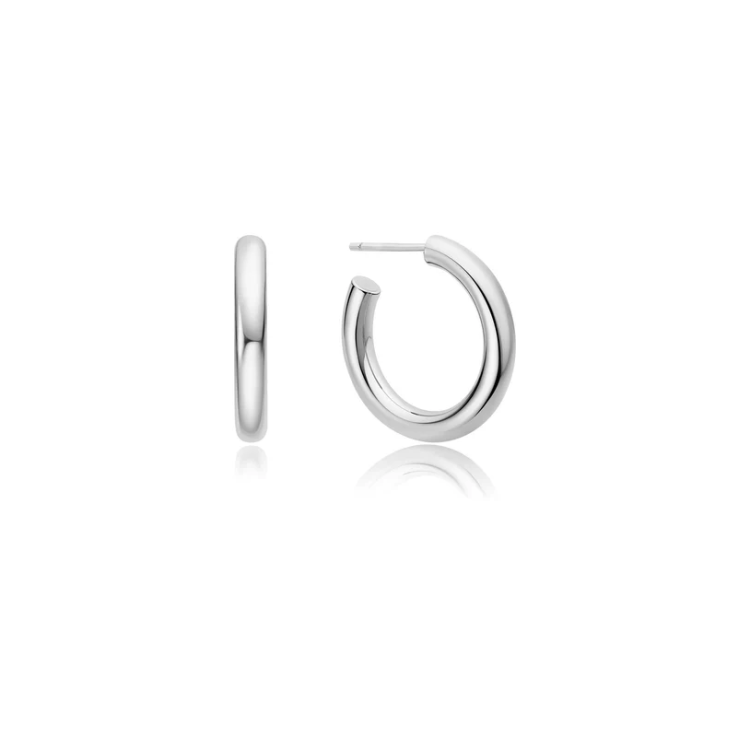 ANIA HAIE Silver Classic Tube Medium Huggie Hoop Earrings