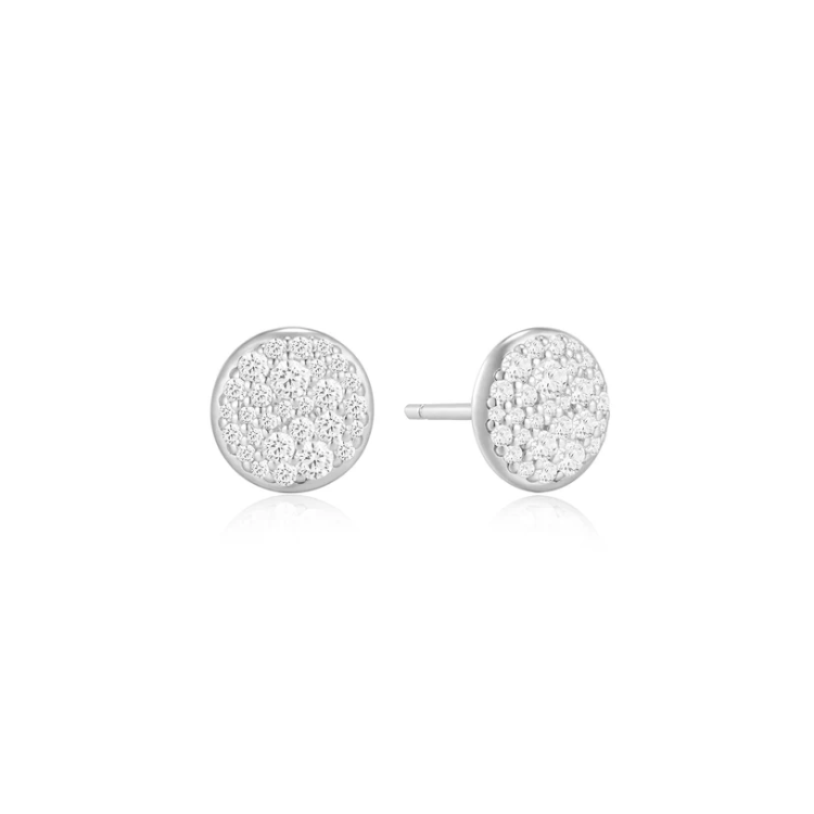 ANIA HAIE Silver Pavé Disc Stud Earrings