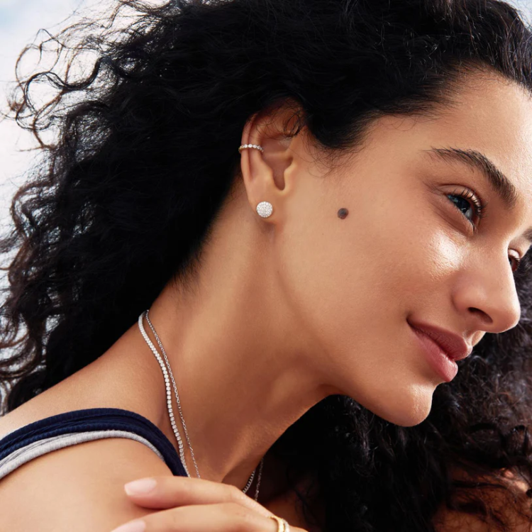 ANIA HAIE Silver Pavé Disc Stud Earrings