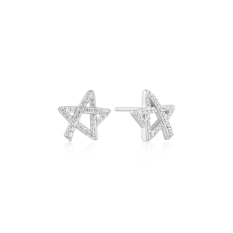 ANIA HAIE Silver Asymmetric Five-Point Star Stud Earrings