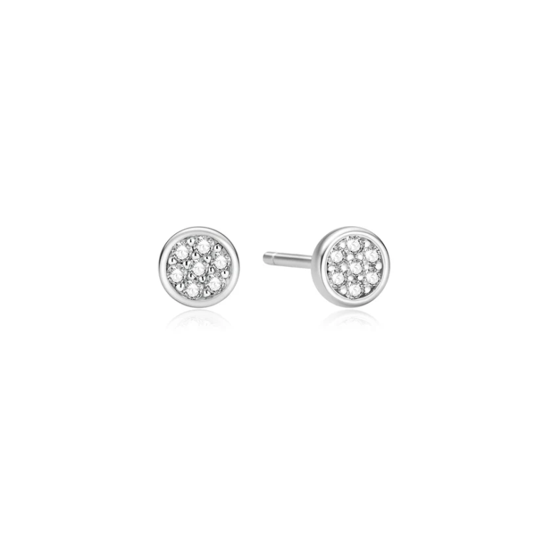 ANIA HAIE Silver Small Pavé Disc Stud Earrings
