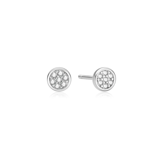 ANIA HAIE Silver Small Pavé Disc Stud Earrings