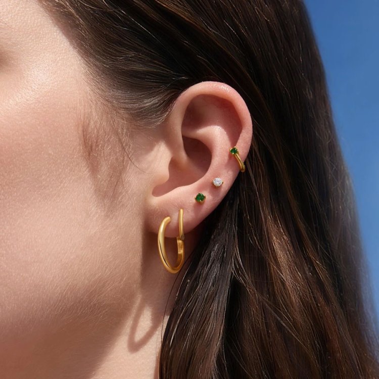 ANIA HAIE Gold Ripple Joy Hoop Earrings