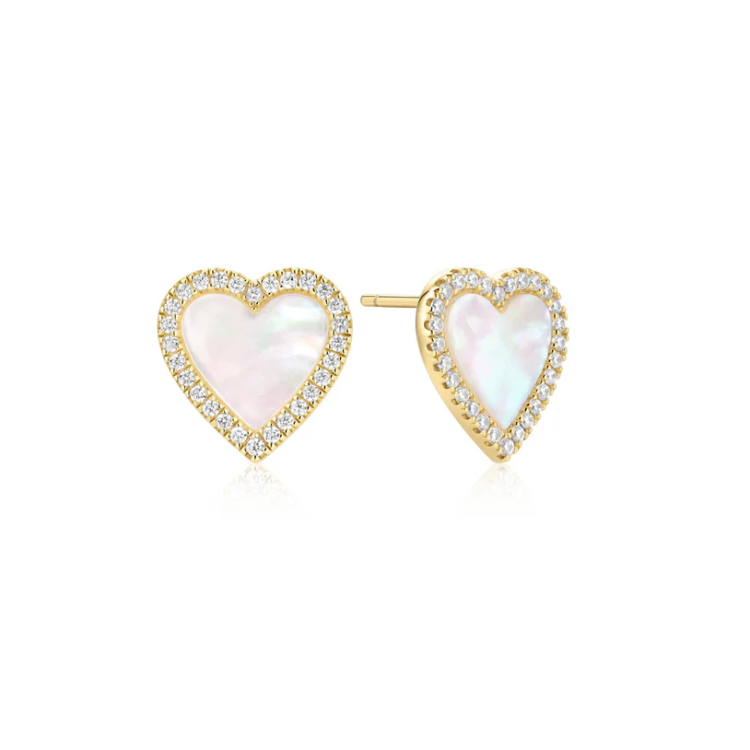 ANIA HAIE Zoom
Gold Mother of Pearl Halo Heart Stud Earrings