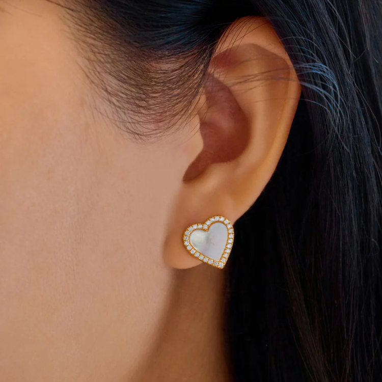 ANIA HAIE Zoom
Gold Mother of Pearl Halo Heart Stud Earrings