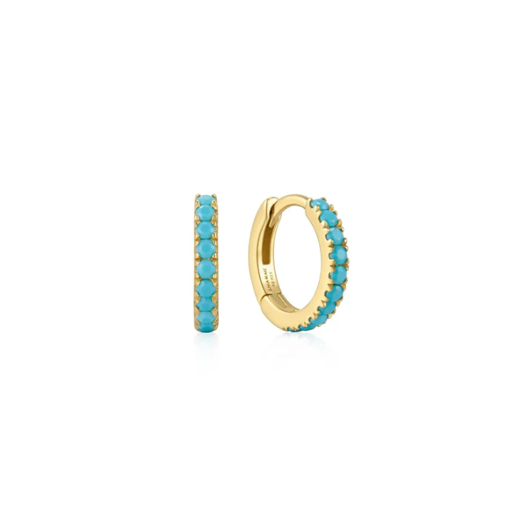ANIA HAIE Gold Aqua Blue Row Earrings