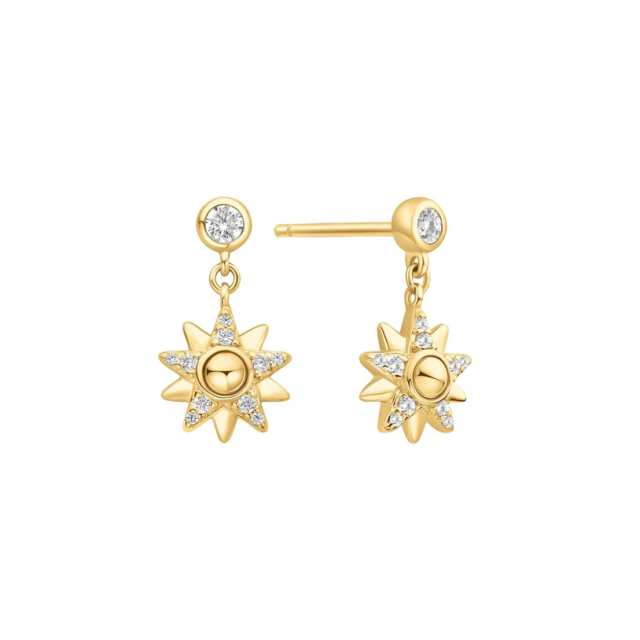 ANIA HAIE Gold Sunburst Dangle Stud Earrings