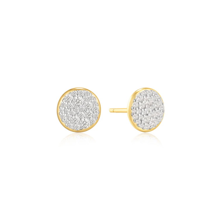 ANIA HAIE Gold Pave Disc Stud Earrings