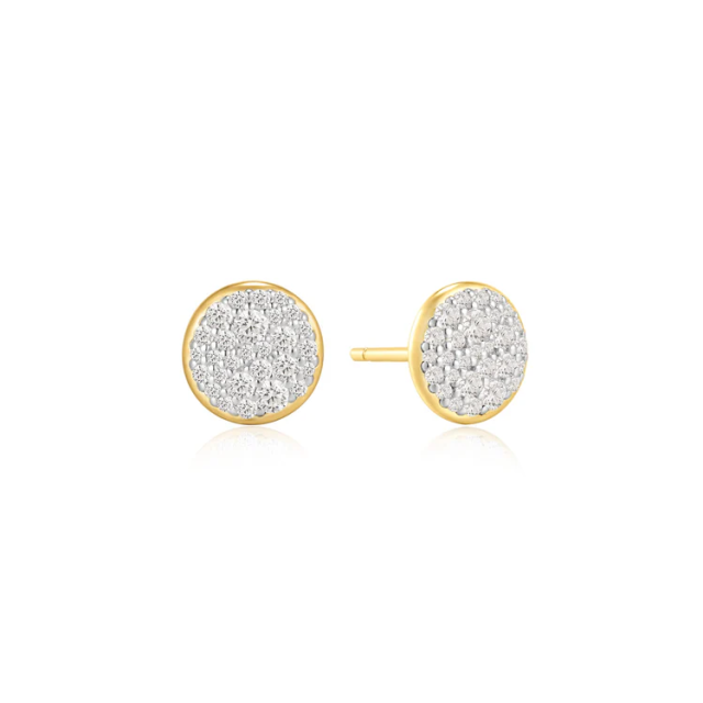 ANIA HAIE Gold Pave Disc Stud Earrings