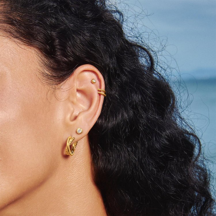 ANIA HAIE Gold Entwined Dual Huggie Hoop Earrings