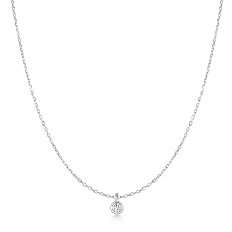 ANIA HAIE Silver Classic Bezel-Set Solitaire Necklace