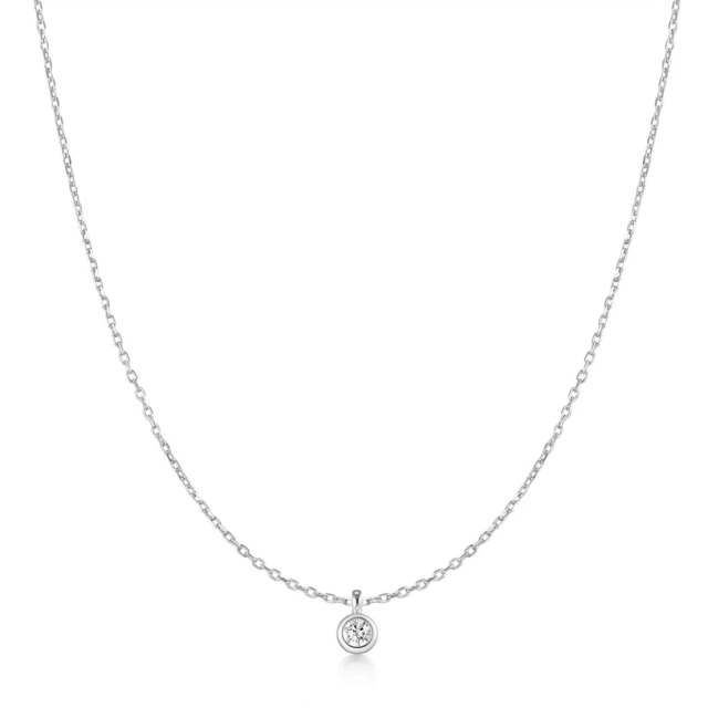 ANIA HAIE Silver Classic Bezel-Set Solitaire Necklace