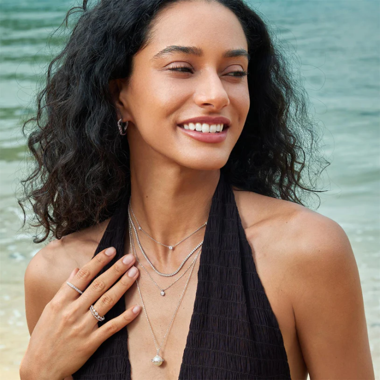 ANIA HAIE Silver Classic Bezel-Set Solitaire Necklace