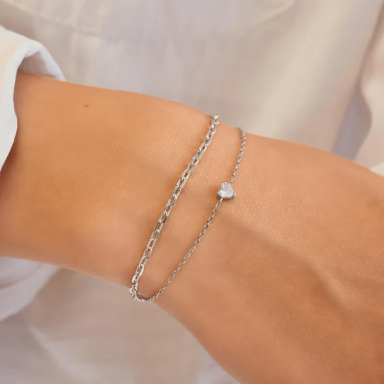 ANIA HAIE Silver Sparkle Heart Bracelet