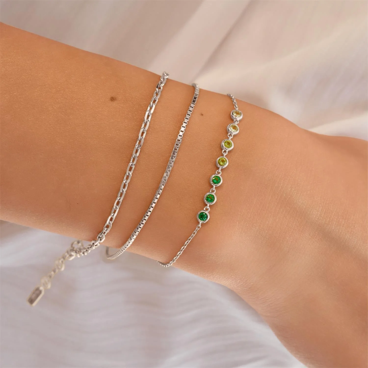 ANIA HAIE Silver Green Station Bracelet