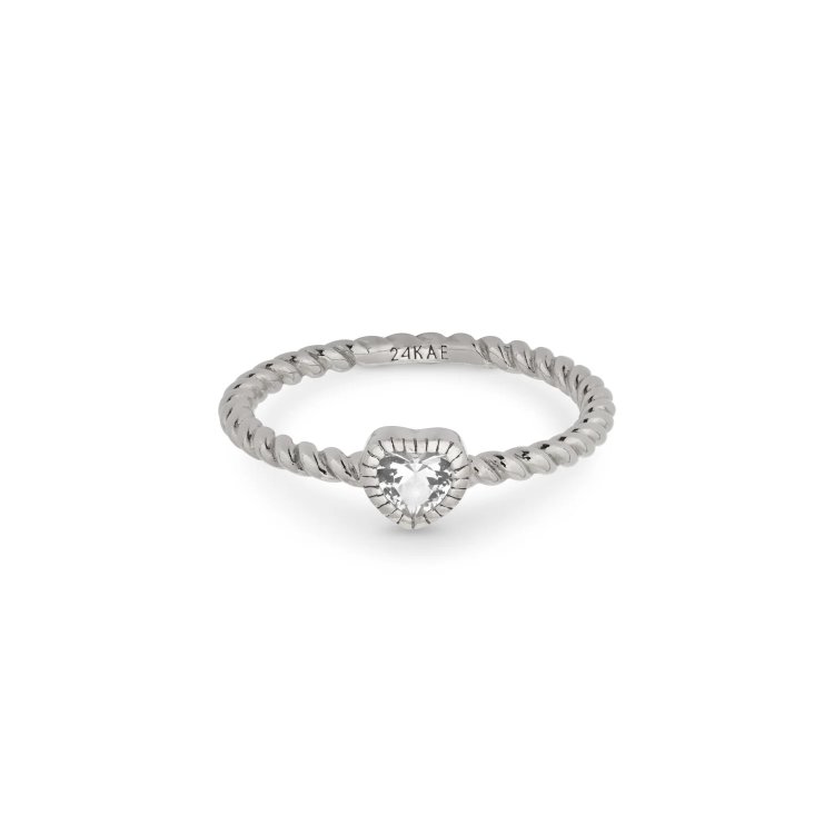 24KAE Ring with Heart Shaped Stone