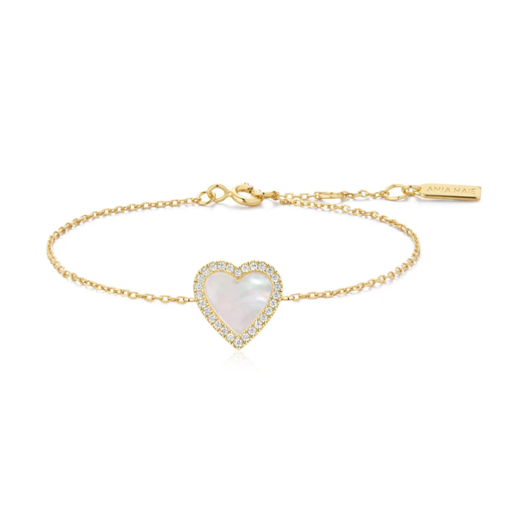 ANIA HAIE Gold Mother of Pearl Halo Heart Bracelet