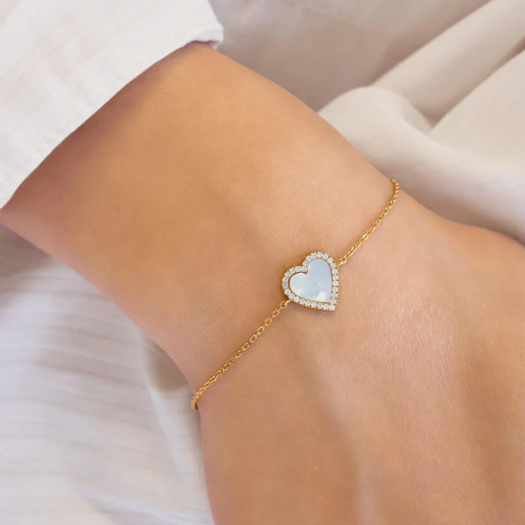ANIA HAIE Gold Mother of Pearl Halo Heart Bracelet