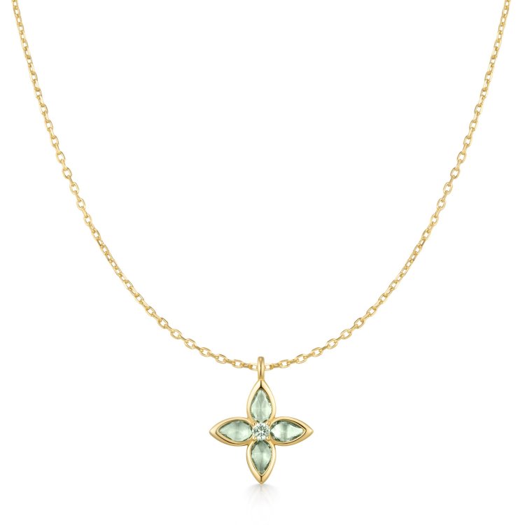 ANIA HAIE Gold Mint Green Lucky Clover Necklace