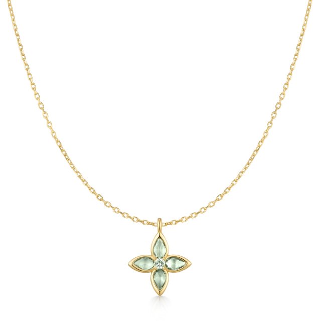 ANIA HAIE Gold Mint Green Lucky Clover Necklace
