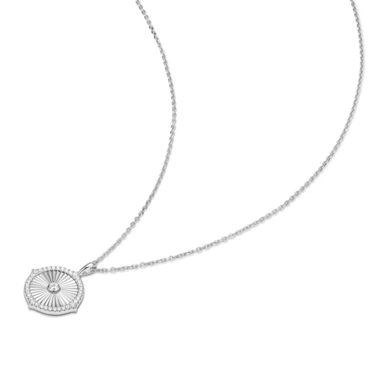 ANIA HAIE Silver Diamond-Cut Sunny Disc Necklace