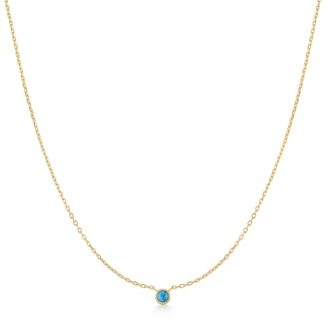 ANIA HAIE Gold Bezel Set Lab Created Turquoise Solitaire Necklace