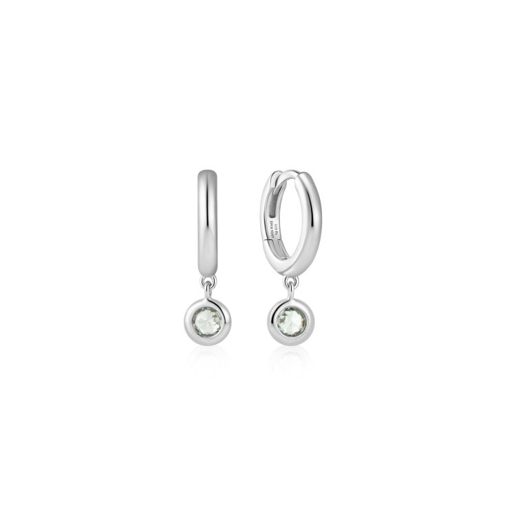 ANIA HAIE Silver Dangling Mint Green Huggie Hoop Earrings