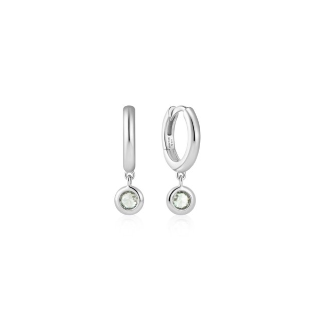 ANIA HAIE Silver Dangling Mint Green Huggie Hoop Earrings