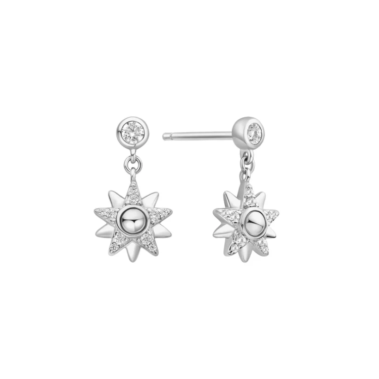 ANIA HAIE Silver Sunburst Dangle Stud Earrings